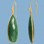 16x37mm INTERCHANGEABLE Bezel Dyed Green Emerald Earrings Gold over 925 Silver