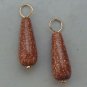 MED Glittering Goldstone Teardrop INTERCHANGEABLE Earring Charms CHOICE YG or SS