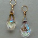 Med Faceted Clear AB Crystal INTERCHANGEABLE Earring Charms YOUR CHOICE YG or SS