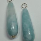 10x30mm Deep Aqua Blue Sponge Quartz INTERCHANGEABLE Earring Charms YG or SS