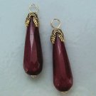 XLG Fancy Ruby Red Jade Teardrops INTERCHANGEABLE Earring Charms YG or SS