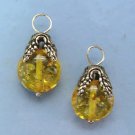 Fancy 10mm GoldenYellow Amber INTERCHANGEABLE Earring Charms YG or SS