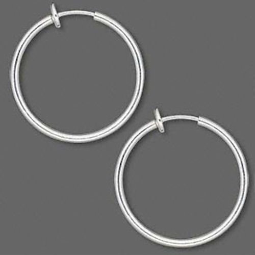 NON PIERCED 25mm HOOPS Silver Plated Brass Perfect for Charms 4 Ear Nose or Lip