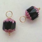 10mm Unusual Cathedral Hot Pink & Black INTERCHANGEABLE Earring Charms YG or SS