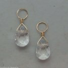 Small Clear Quartz Teardrops INTERCHANGEABLE Earring Charms YG or SS