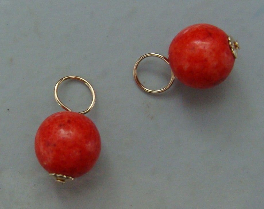 8mm Reddish Orange Howlite INTERCHANGEABLE Earring Charms YG or SS