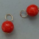 8mm Reddish Orange Howlite INTERCHANGEABLE Earring Charms YG or SS