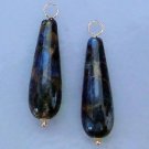 XL 10x30mm Blues with Pyrite Fools Gold INTERCHANGEABLE Earring Charms YG or SS