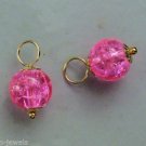 8mm Neon Pink Cracked Crystal INTERCHANGEABLE Earring Charms YG or SS