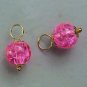 8mm Neon Pink Cracked Crystal INTERCHANGEABLE Earring Charms YG or SS