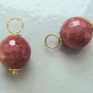 10mm Faceted Musky Pink Rhodonite INTERCHANGEABLE Earring Charms YG or SS