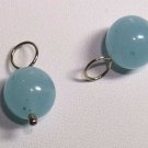8mm Deep Aqua Blue Sponge Quartz INTERCHANGEABLE Earring Charms YG or SS