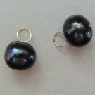 10-11mm Blue Black Pearl INTERCHANGEABLE Earring Charms YOUR CHOICE YG or SS