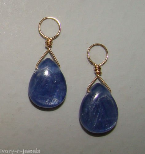 SM Blue Kyanite INTERCHANGEABLE Earring Charms YG or SS