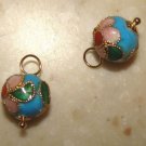 Turq Cloisonne INTERCHANGEABLE Earring Charms YG or SS