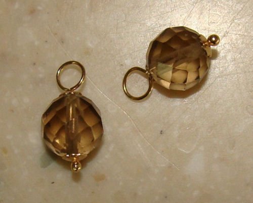 Fancy 8mm Smoky INTERCHANGEABLE Earring Charms YG or SS