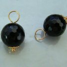 AAA 10mm Faceted Onyx INTERCHANGEABLE Earring Charms YOUR CHOICE YG or SS