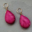 SM-MED HOT Fuchsia Pink Turquoise INTERCHANGEABLE Earring Charms CHOICE YG or SS