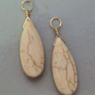 Long 1 3/8" Cream White Howlite INTERCHANGEABLE Earring Charms CHOICE YG or SS