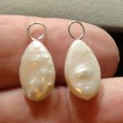 9x15mm White Freshwater Teardrop Pearls INTERCHANGEABLE Earring Charms YG or SS