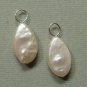 9x15mm White Freshwater Teardrop Pearls INTERCHANGEABLE Earring Charms YG or SS