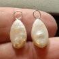 9x15mm White Freshwater Teardrop Pearls INTERCHANGEABLE Earring Charms YG or SS