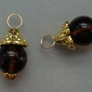 10mm Fancy Smoky Quartz INTERCHANGEABLE Earring Charms Bright Gold or Silver