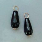 Medium AAA Faceted Black Onyx INTERCHANGEABLE Earring Charms YG or SS
