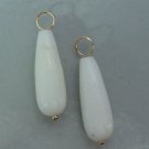 MED LG White Jade INTERCHANGEABLE Earring Charms YG or SS