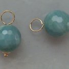 10mm Faceted Aqua Turquoise Blue Agate INTERCHANGEABLE Earring Charms YG or SS