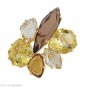 HUGE Genuine Smoky Quartz, Lime and Rutilated Quartz & Honey Citrine Ring 14K YG