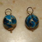 10m Teal Cloisonne INTERCHANGEABLE Earring Charms YG SS