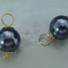 10mm Dark Pewter Gray Pearl INTERCHANGEABLE Earring Charms CHOICE YG or Sterling