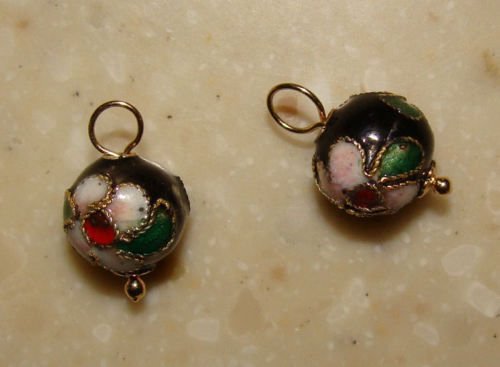 Black Cloisonne INTERCHANGEABLE Earring Charms YG or SS