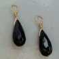 AAA Faceted Black Onyx Briolette INTERCHANGEABLE Earring Charms YG or SS
