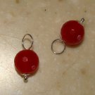 8mm Red Jade INTERCHANGEABLE Earring Charms YG or SS