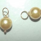 8mm Cream Pearl INTERCHANGEABLE Earring Charms YOUR CHOICE Gold or Sterling
