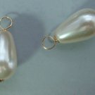 10x18mm Cream Teardrop Glass Pearl INTERCHANGEABLE Earring Charms YG or Sterling