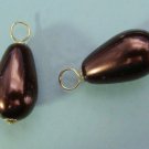 10x18m Bronze Teardrop Glass Pearl INTERCHANGEABLE Earring Charms YG or Sterling