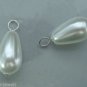 10x18mm White Teardrop Glass Pearl INTERCHANGEABLE Earring Charms YG or Sterling