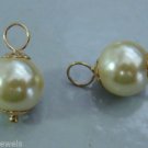 10mm Butter Glass Pearl INTERCHANGEABLE Earring Charms CHOICE YG or Sterling