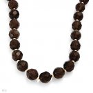 Dazzling 225.0ctw Genuine Smoky Quartz Topaz 10mm Necklace Solid 14K YG