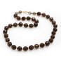 Dazzling 225.0ctw Genuine Smoky Quartz Topaz 10mm Necklace Solid 14K YG