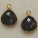 13x16mm INTERCHANGEABLE Bezel Set Black Onyx Earring Charms Vermeil 925 Silver