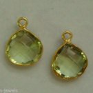13x16mm INTERCHANGEABLE Bezel Set Green Quartz Earring Charms Vermeil 925 Silver