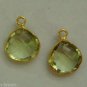13x16mm INTERCHANGEABLE Bezel Set Green Quartz Earring Charms Vermeil 925 Silver