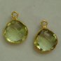13x16mm INTERCHANGEABLE Bezel Set Green Quartz Earring Charms Vermeil 925 Silver