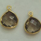 13x16mm INTERCHANGEABLE Bezel Set Smoky Quartz Earring Charms Vermeil 925 Silver