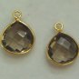 13x16mm INTERCHANGEABLE Bezel Set Smoky Quartz Earring Charms Vermeil 925 Silver