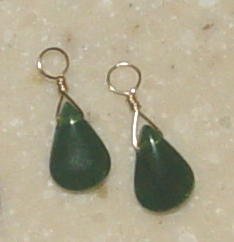 Deep Green Chalcedony INTERCHANGEABLE Earring Charms YG